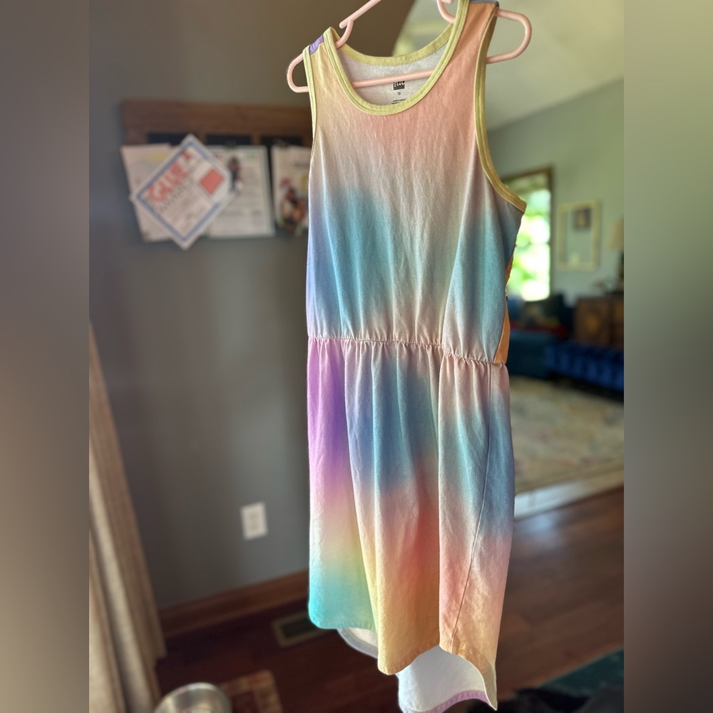🌈 Tea Collection Pastel Rainbow Sleeveless Dress. Size 12. EUC. 🌈